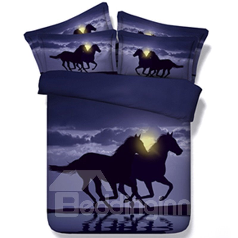 Two Running Horses 3D Printed 5-Piece Comforter Sets