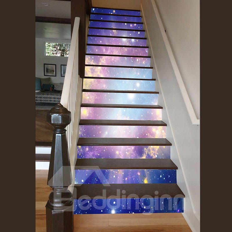 Sunlight and Galaxy Pattern Home Decorative Waterproof Splicing 3D Stair Step Stickers