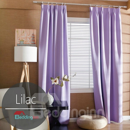 Contemporary Concise Solid Lilac Polyester Custom Curtain