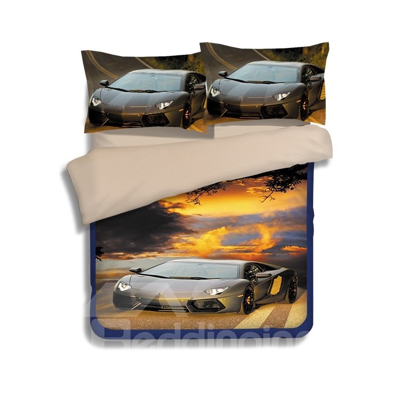 Expensive Car 3D Printed 4-Piece Polyester Duvet Cover Sets