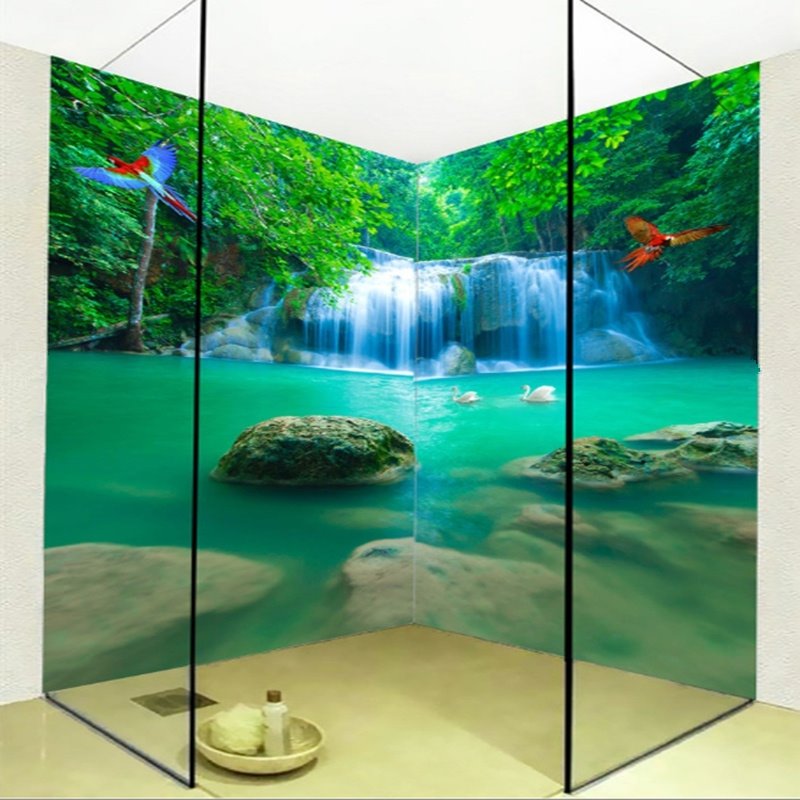 Special Intermountain Waterfalls Pattern Waterproof 3D Bathroom Wall Murals