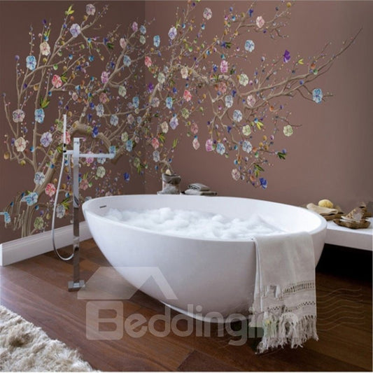 Colorful Plum Blossom Pattern Design Decorative Waterproof 3D Bathroom Wall Murals
