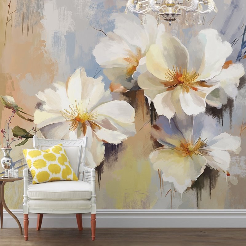 Unique Modern Design Flowers Pattern Waterproof 3D Wall Murals