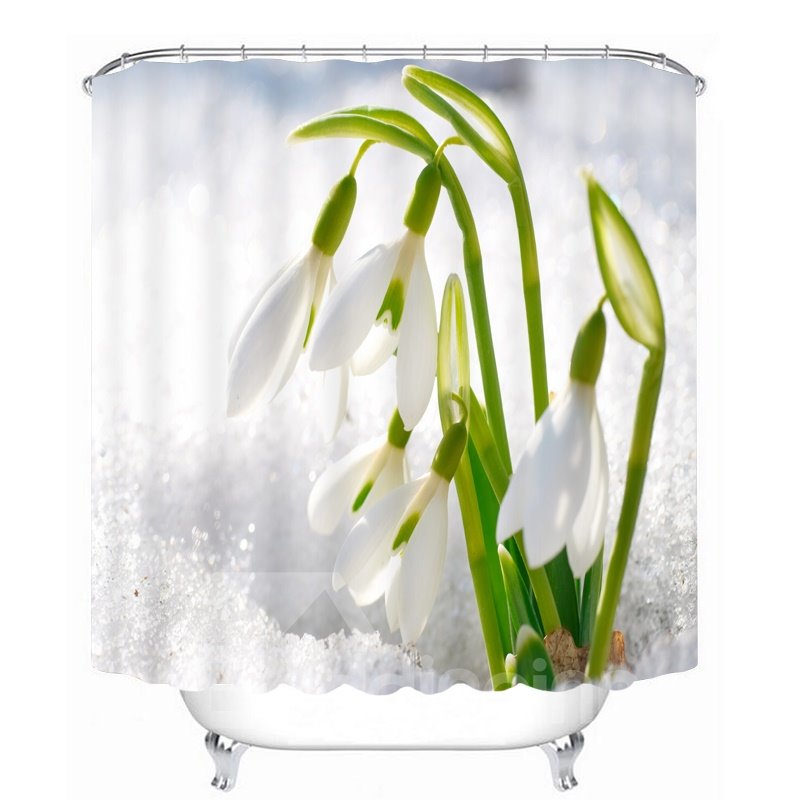 Vivid Leucojum Vernum 3D Printed Bathroom Waterproof Shower Curtain