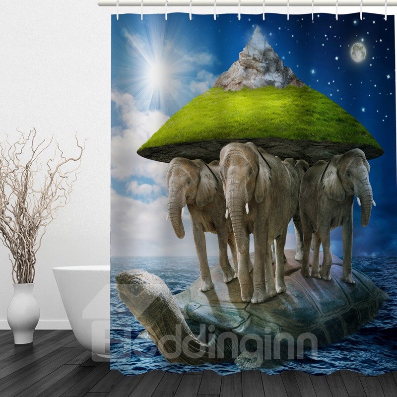 Cortina de ducha impermeable para baño impresa en 3D de Fantastic Island