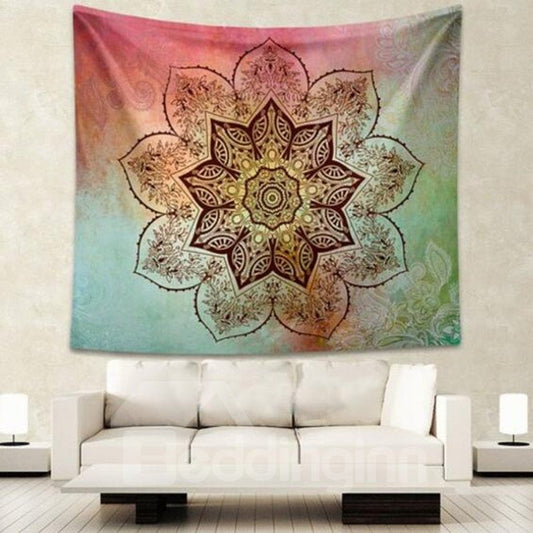 Black Lotus Flower Pattern Ethnic Style Colorful Hanging Wall Tapestries
