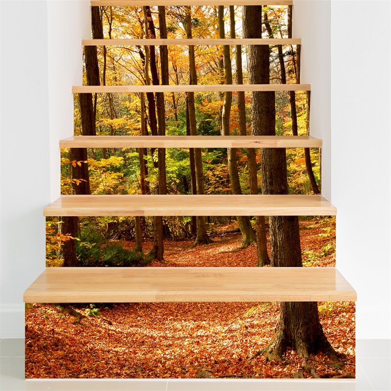 Yellow Forest 6-Piece 3D PVC Waterproof Stair Mural