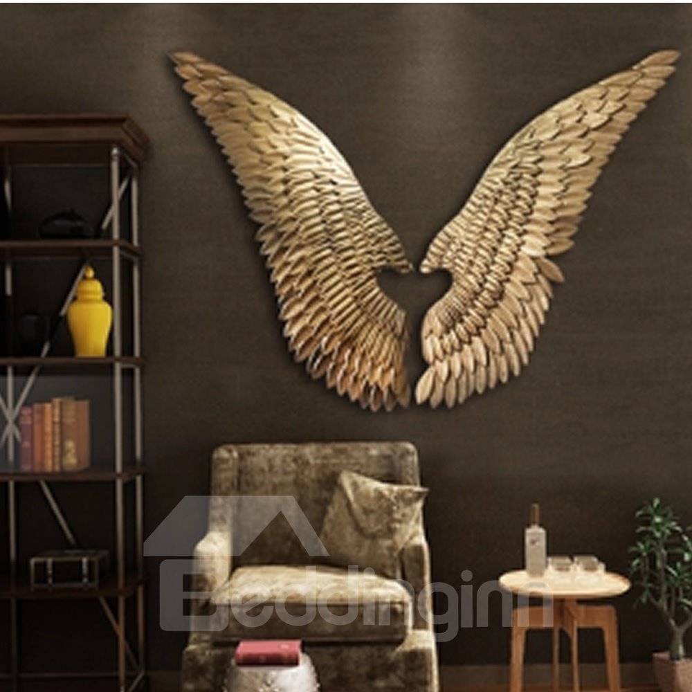 Decoración de pared duradera y ecológica de hierro de estilo clásico Golden Wings