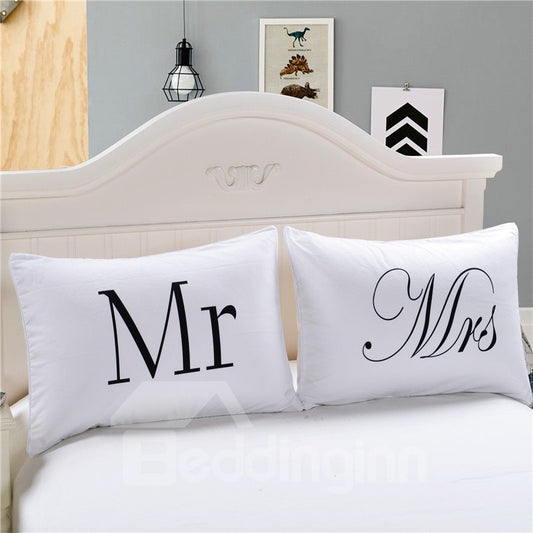 19¡Á29in One Pair Mr and Mrs Valentine's Gifts White Pillowcases