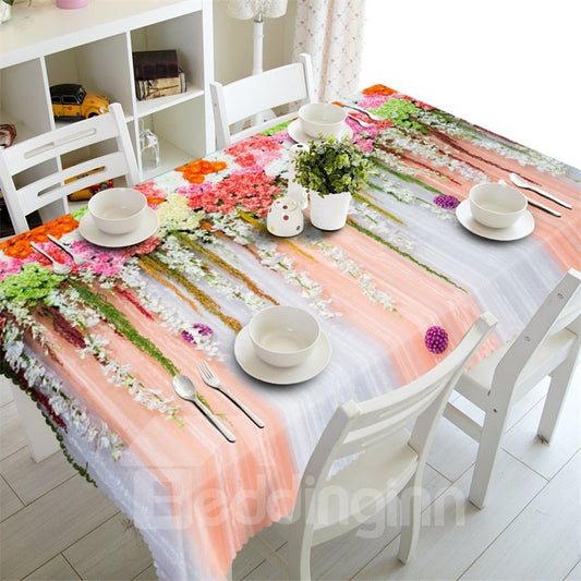 3D Romantic Flowers Wall Printed Thick Polyester Table Cover Cloth