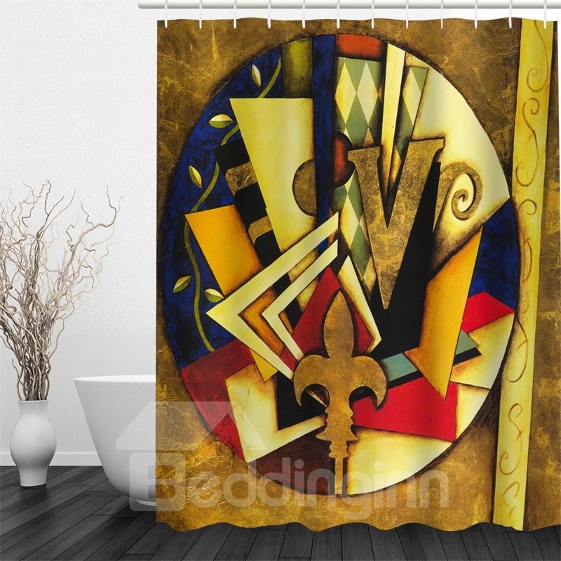 3D Letters Pattern Abstract Style Polyester Waterproof and Eco-friendly Shower Curtain