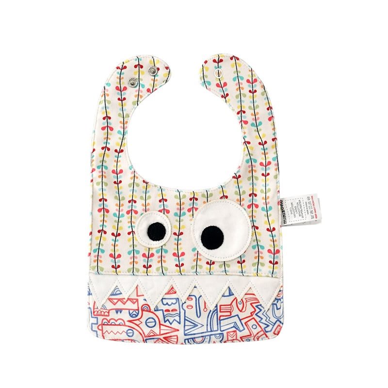 10.23*7.09in Eyes Decoration Leaves Printed Cotton Beige Baby Bib