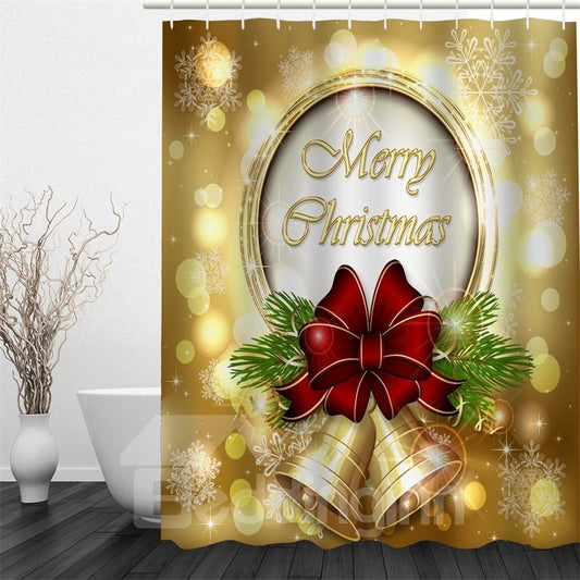 3D Merry Christmas Printed Polyester Waterproof and Eco-friendly Shower Curtain