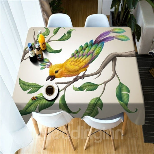 3D Lovely Bird and Branches Printed Home and Hotel Dinning Table Cloth