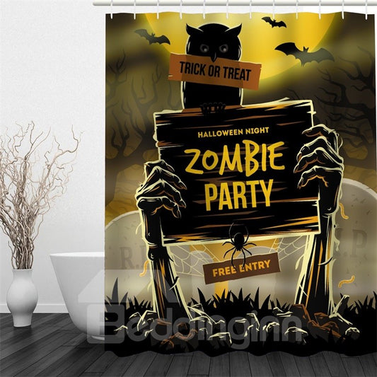 3D Halloween Zombie Party Polyester Waterproof Antibacterial and Eco-friendly Shower Curtain