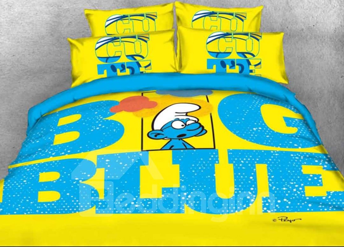 Brainy Smurf Big Blue World Juegos de cama/fundas nórdicas de 4 piezas