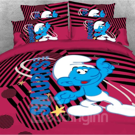The Smurfs with Stars Printed Twin 3-Piece Kids Bedding Sets/Duvet Covers