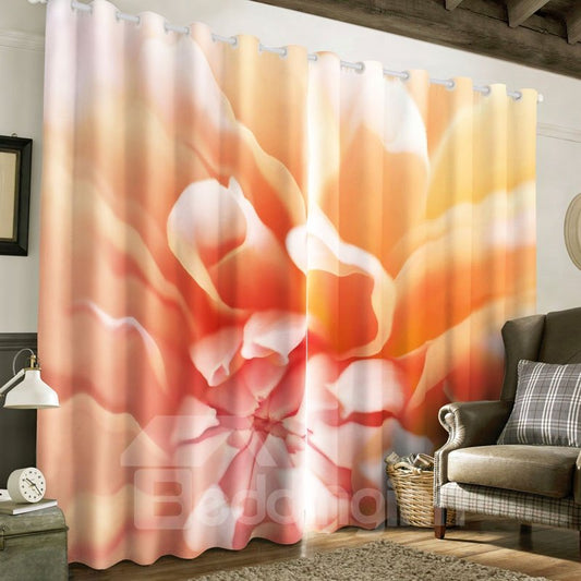 Creative and Abstract Pink Flower Printed 2 Panels Living Room 3D Curtain