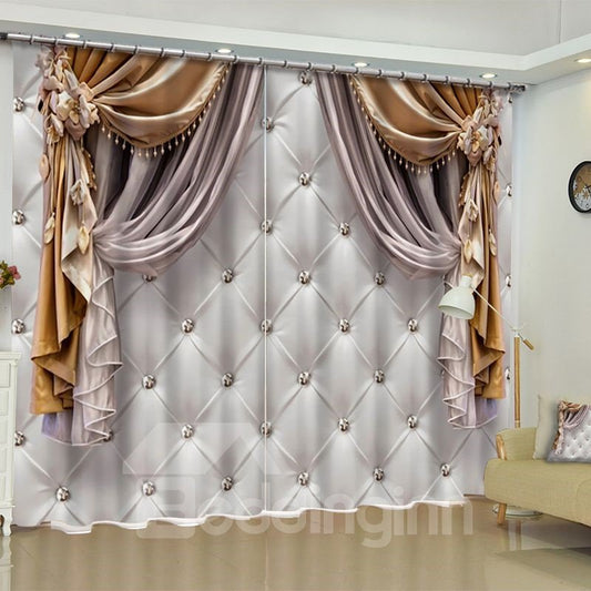 3D Imitated Elegant Shading Cloth Printed Water-proof and Dust-proof Custom Curtain for Living Room Bedroom
