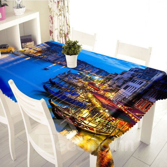 3D City Night Scene Printed Thick Polyester Table Cover Cloth?