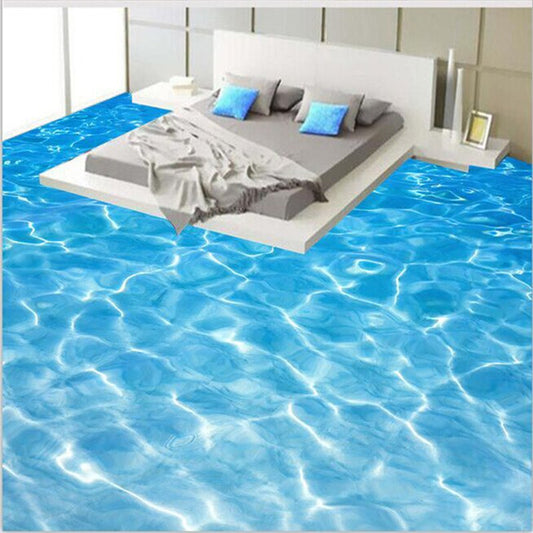 3D Pure and Clear seawater Pattern Waterproof Nonslip Self-Adhesive Blue Floor Art Murals