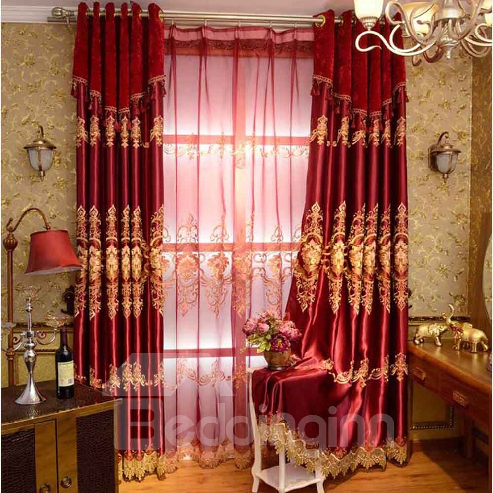 High Quality Red Classical Lucky Pattern Polyester Curtain