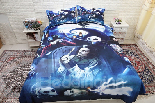 3D Fierce Man and Ghost Halloween Printing 3-Piece Bedding Sets/Duvet Covers