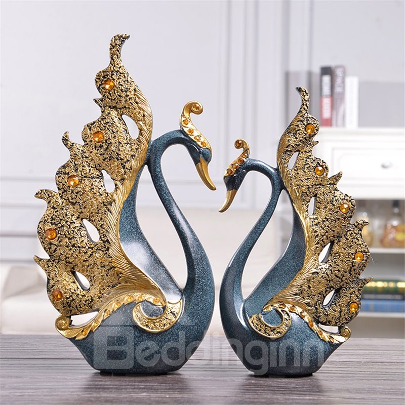 Swan Couple European Style Resin Artware Wedding Desktop Decoration