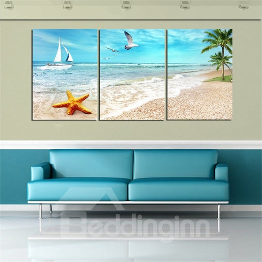 11.8*17.7in*3 Pieces Starfish And Sea Gull Waterproof and Eco-friendly Hanging Canvas Wall Prints
