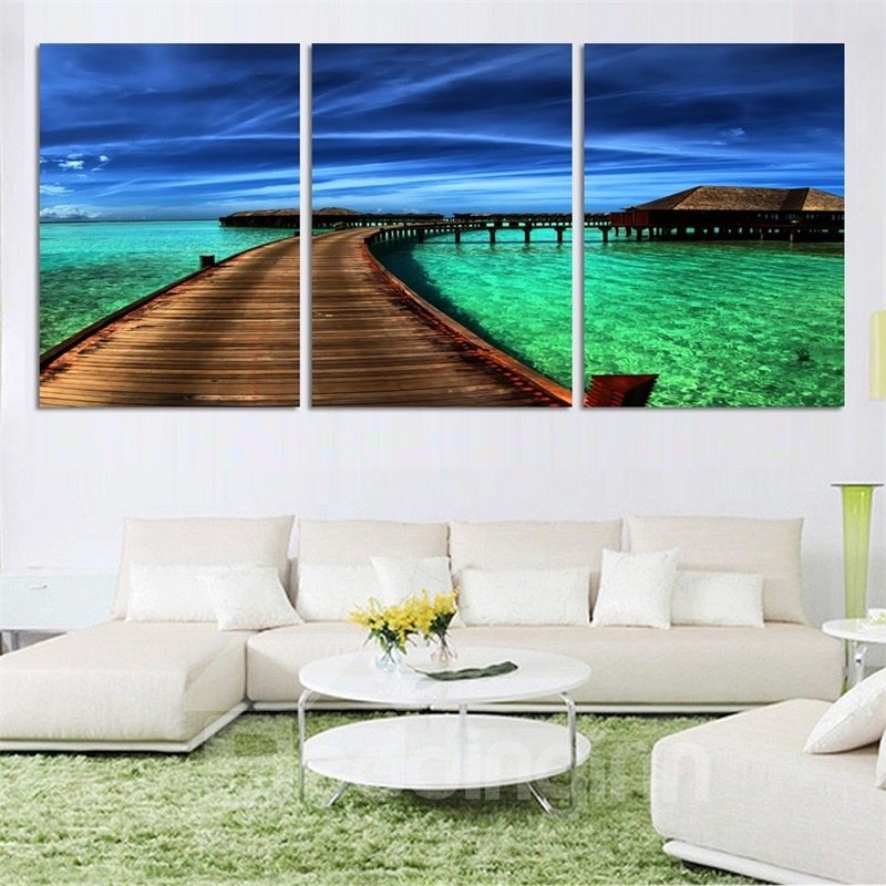 11.8*17.7in*3 Pieces Sea Scene Hanging Canvas Waterproof and Eco-friendly Wall Prints