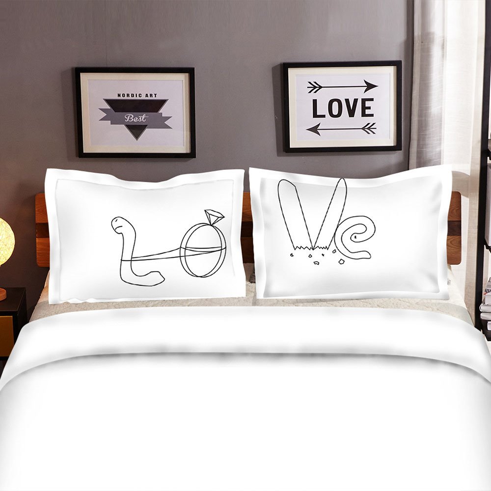 Romantic Pillowcases Microfiber Pillow Covers for Wedding Lovers Standard Set of 2 for Couples Anniversary Engagement Cute for Lovers