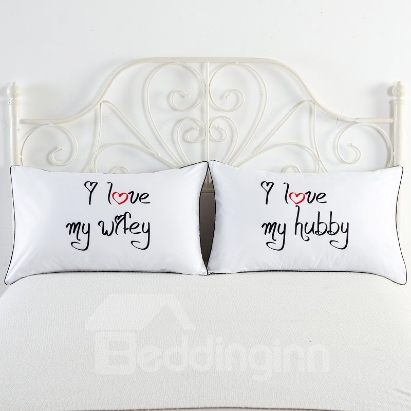 One Pair I Love My Wife Printed Valentine's Gifts Pillowcases