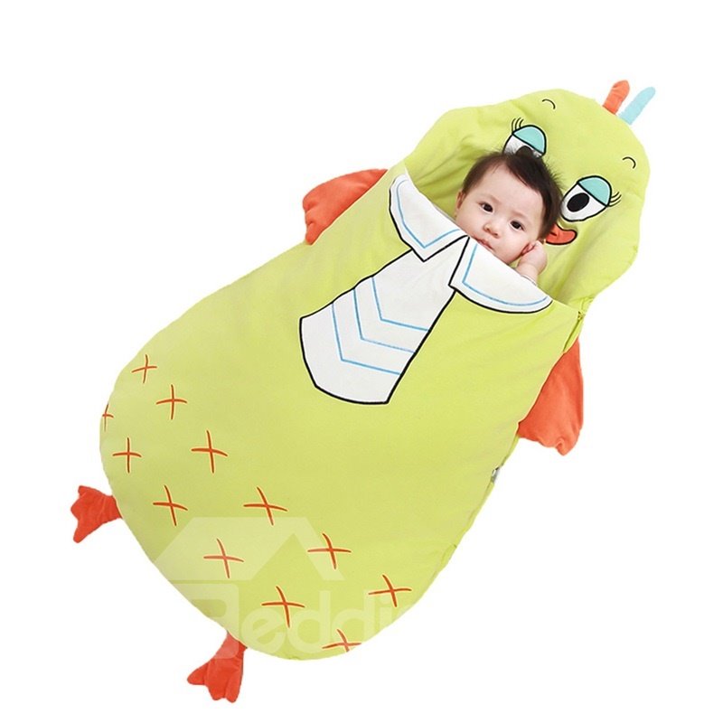 Saco de dormir para bebé de terciopelo antipatadas con forma de pato amarillo lindo