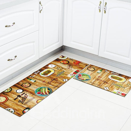 Delicious Food Pattern Polyester Machine Made Area Rug