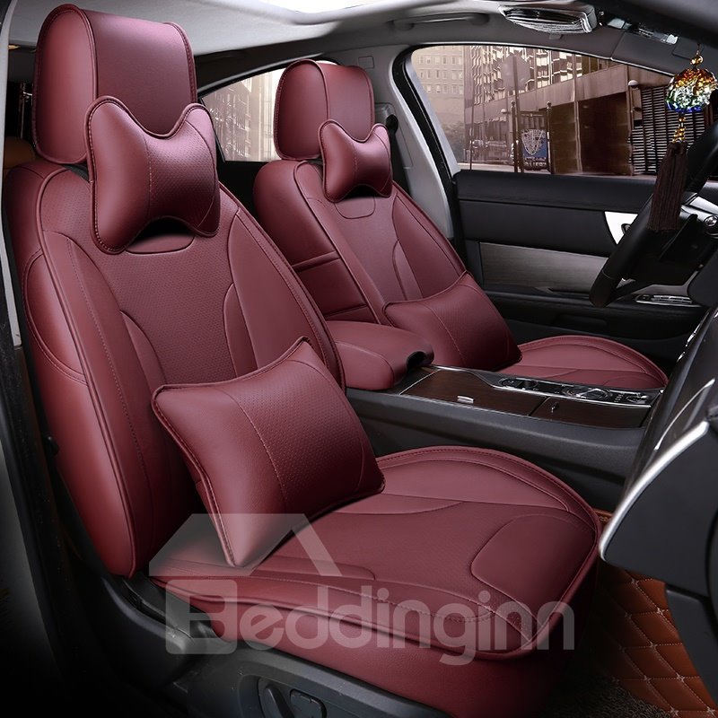 Modernistic Business Style Color Blocking Leather Custom Seat Cover