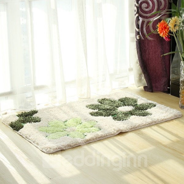 Simple Green Flower Pattern Home Decorative Doormat
