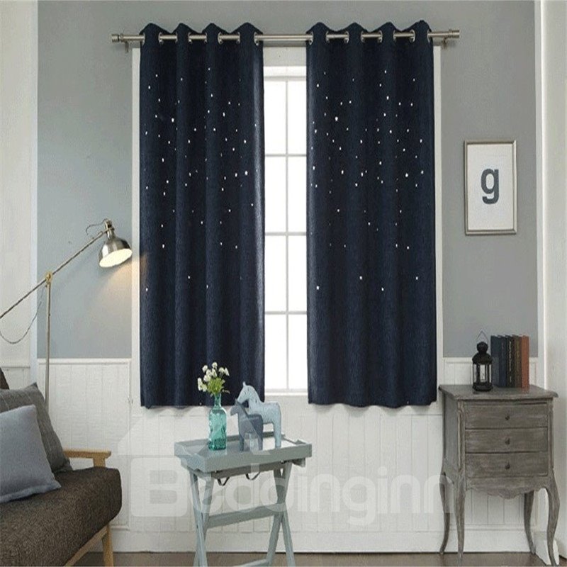 Cortinas románticas de cielo estrellado, cortinas de habitación para niños inspiradas en el espacio, cielo nocturno, estrellas centelleantes