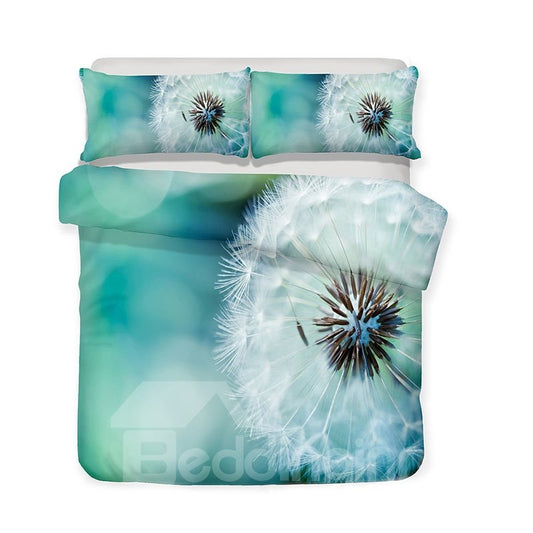 Dandelion On The Green Background Printed 3-Piece Bedding Sets/Duvet Covers