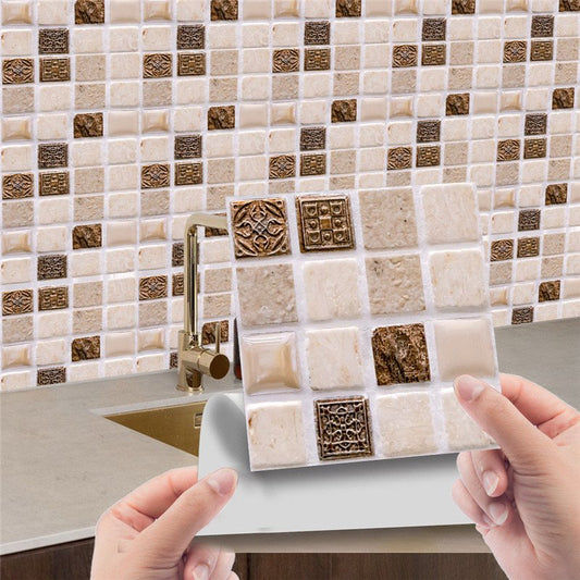 20pcs 3D Tile Wall Sticker Kitchen Bathroom Mosaic Sticker Self-adhesive Waterproof Home Decor