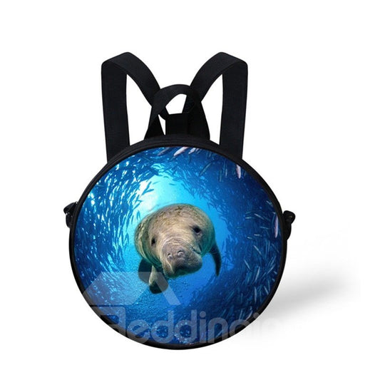 3D Sea Lion Swimming in the Blue Sea Polyester Outdoor Packback