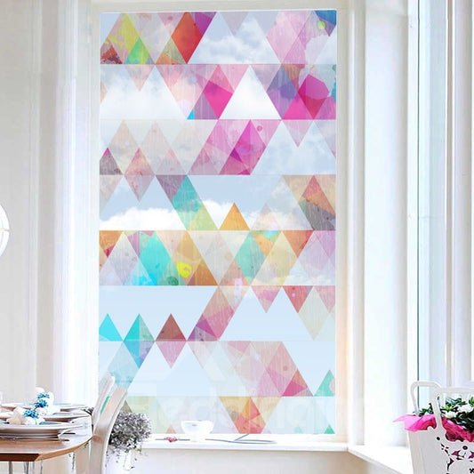 Pink Style Diamond Pattern Painted Decorative Privacy Frosted Window Film