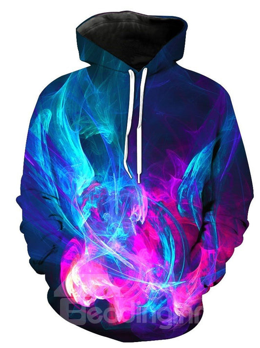 Cool Colorful Light 3D Printed Pullover Front Pocket Thick Men's Hoodies