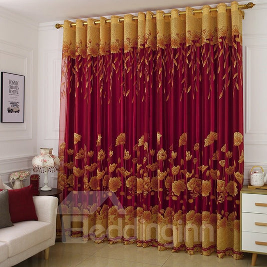 Luxurious and Elegant Burnout and Embroidered Floral Blackout Curtains