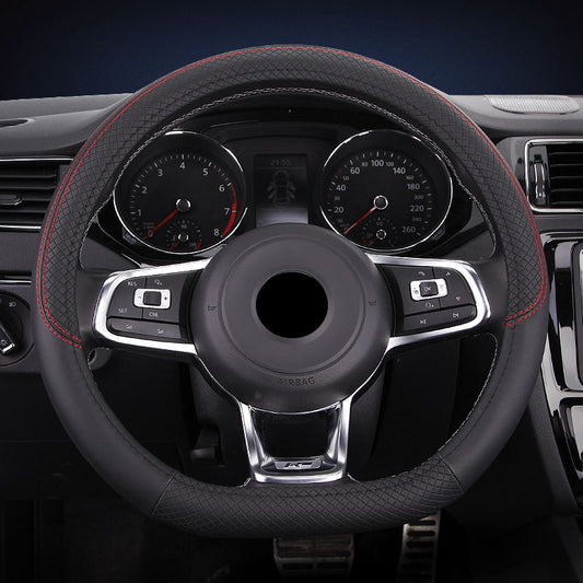Durable Leather Pure Color Genuine Luxurious Car Steering Wheel Cover