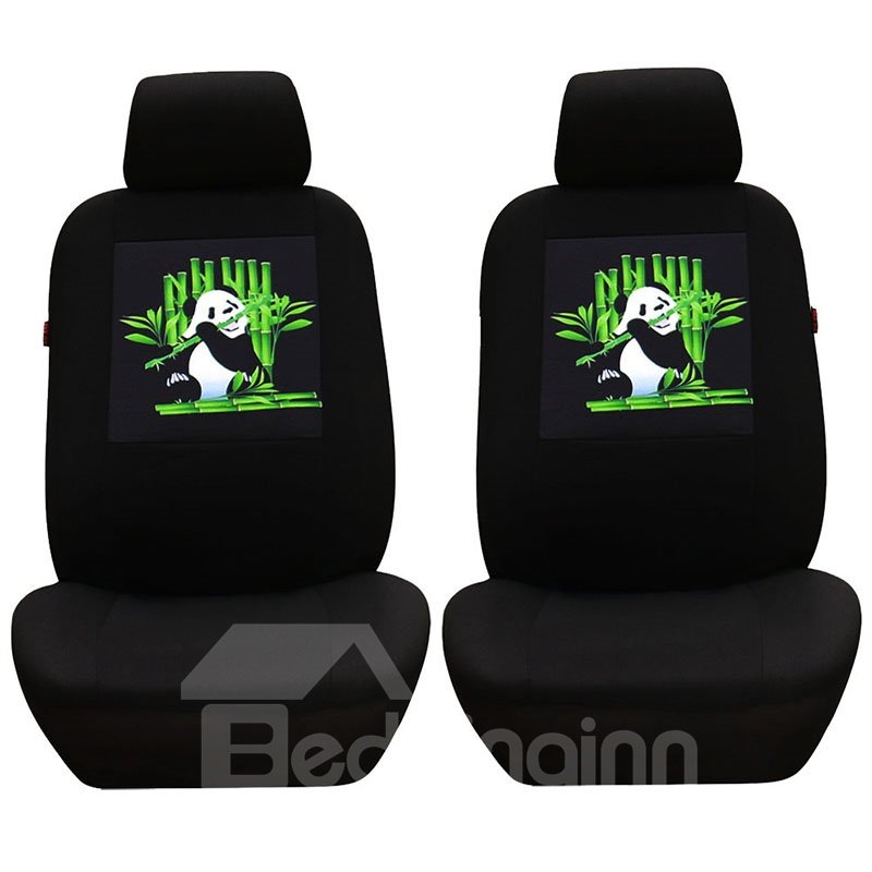 Große Pandas fressen Bambus-Muster, hochwertiges Stoffmaterial, für alle Jahreszeiten, 2 Stück, universelle Vordersitzbezüge für Autos