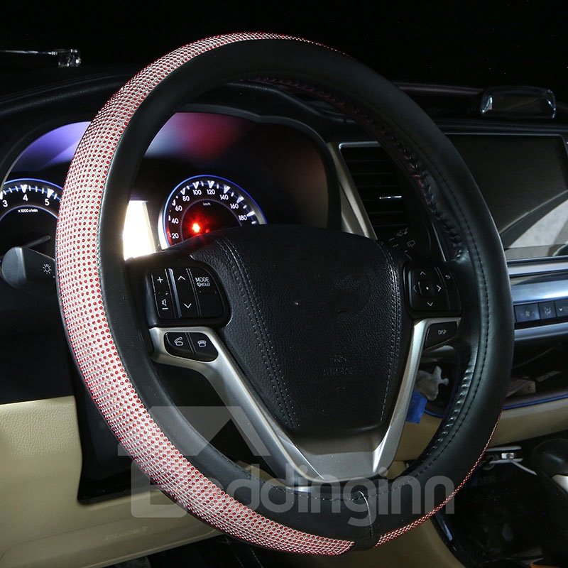 Sparkling Rhinestone Steering Wheel Cover Anti-skid Wear-resistant Dirt-resistant Durable And Breathable Not Hurt Hands Suitable for Most Round Steering Wheels