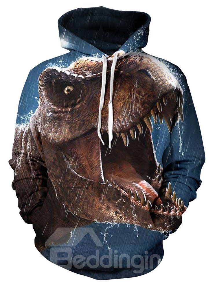 Jurassic Park Dinosaur Tyrannosaurus in the Rain Printed 3D Animal Galaxy Hoodies Sweatshirts Pullover