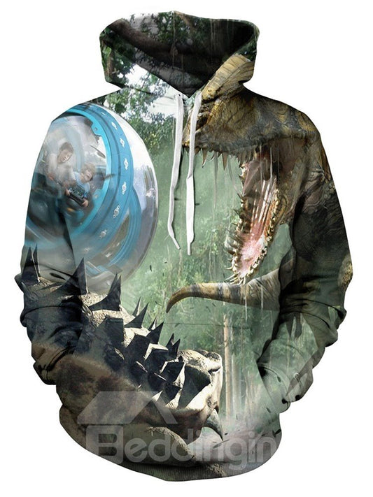 Jurassic World Dinosaur Printed 3D Print Graphic Sweatshirts Long Sleeve Cotton Pullover Hoodies with Pocket