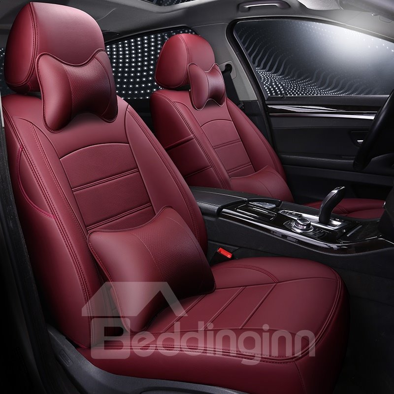 Simple Style Solid Color Design PU Leather Material 360¡ã Full Encirclement Compatible Airbag ONE CAR ONE VERSION Custom Fit Seat Covers