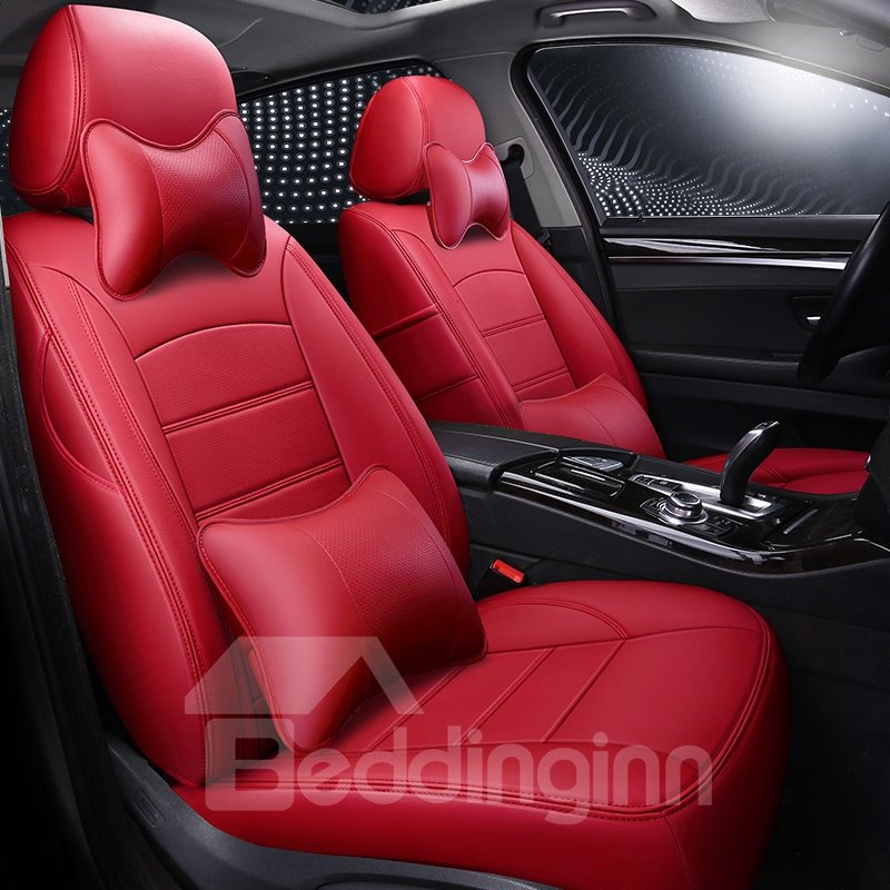 Simple Style Solid Color Design PU Leather Material 360¡ã Full Encirclement Compatible Airbag ONE CAR ONE VERSION Custom Fit Seat Covers